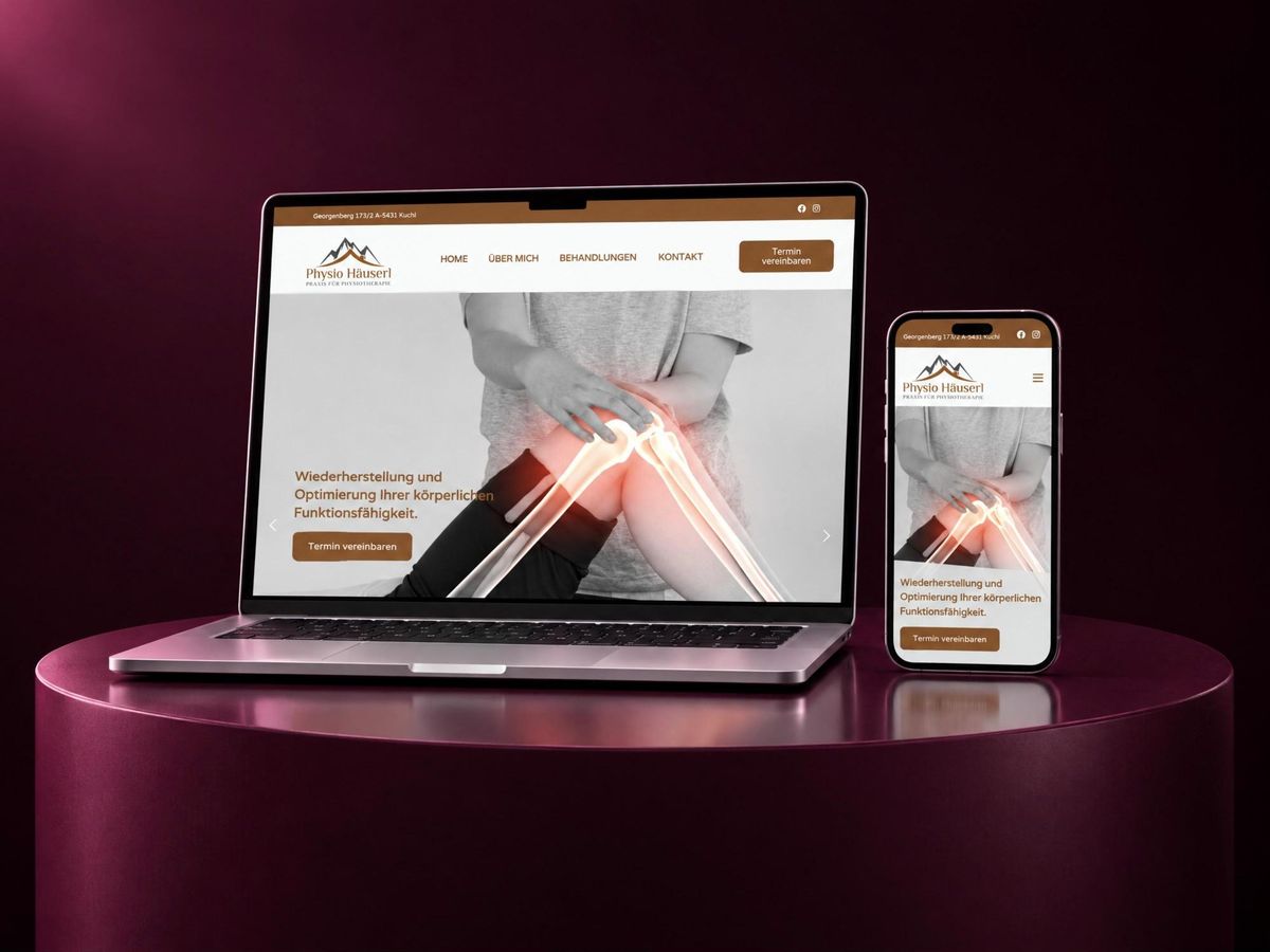 Website von Physio Häuserl auf Laptop und Handy