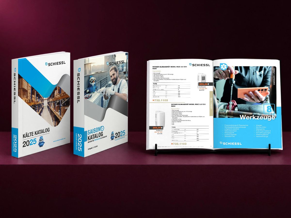 Kälte-Katalog, Saisonkatalog und Rubrikseite von Schiessl
