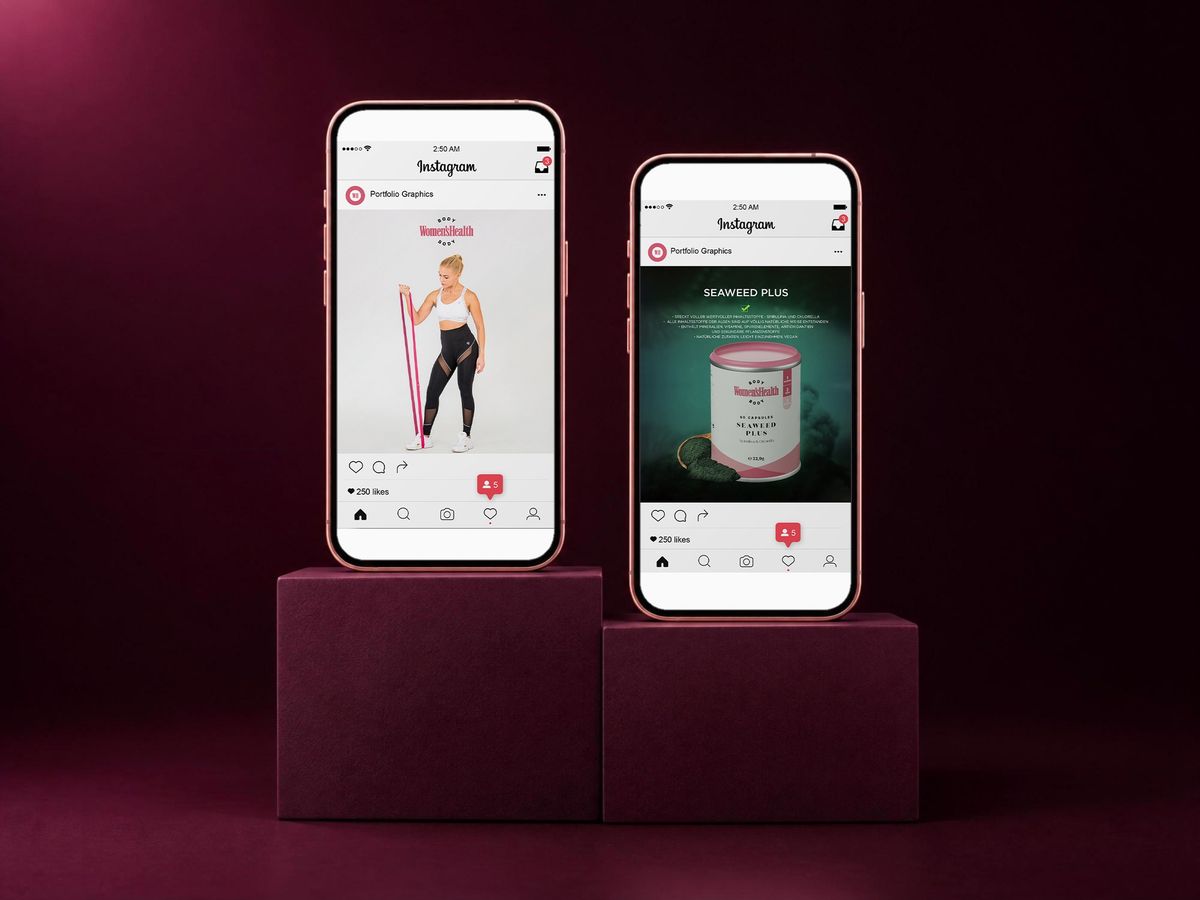 Social-Media-Anzeigen für Women's Health Body: Fitness und Supplements